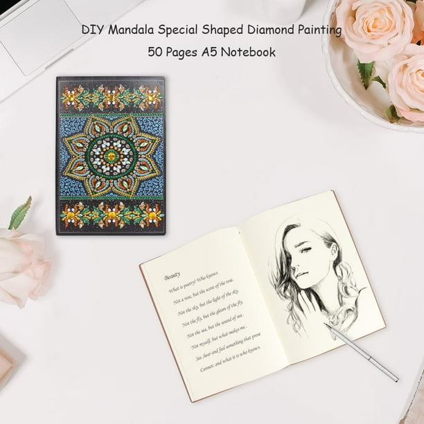 DIY Mandala Special Shaped Diamond Painting 50Pages A5 Notebook Art Diary Decor DIY Mandala Special Shaped Diamond Painting 50Pages A5 Notebook Art Diary Decor